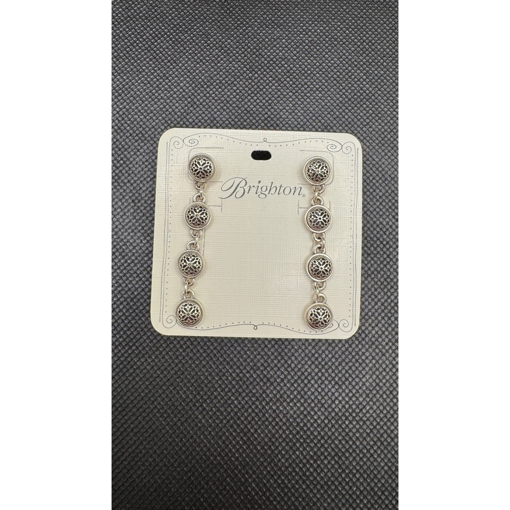 Brighton Ferrara Two Tone Silver Filigree Drop Dangle Earrings JA8970 NWT